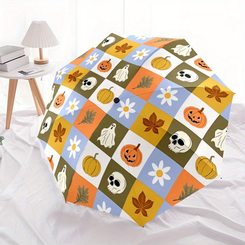 1pc Halloween Fall Automatic Open/Close Umbrella with One Touch Button,, Windproof Design   Lightweight Portable Umbrella for Women & Men6077