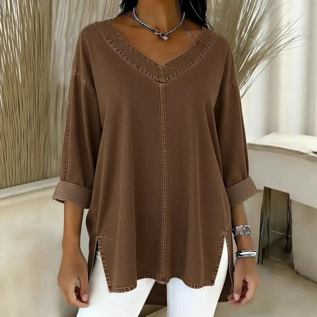 Spring New Arrival Women's Street Fashion Denim V-neck Top for Women Cross-border