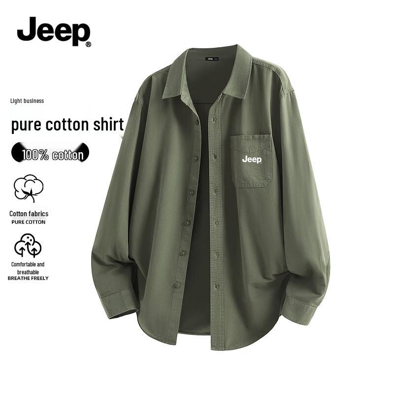 JEEP Men s Pure Cotton Long-Sleeve Casual Business Shirt M