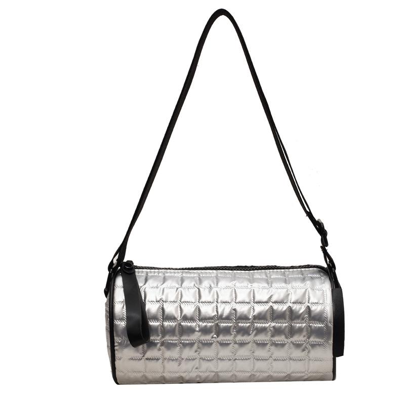 

Fashion and leisure, legged commuter women s cylinder bag, winter new versatile trendy cool shoulder messenger bag women серебряный