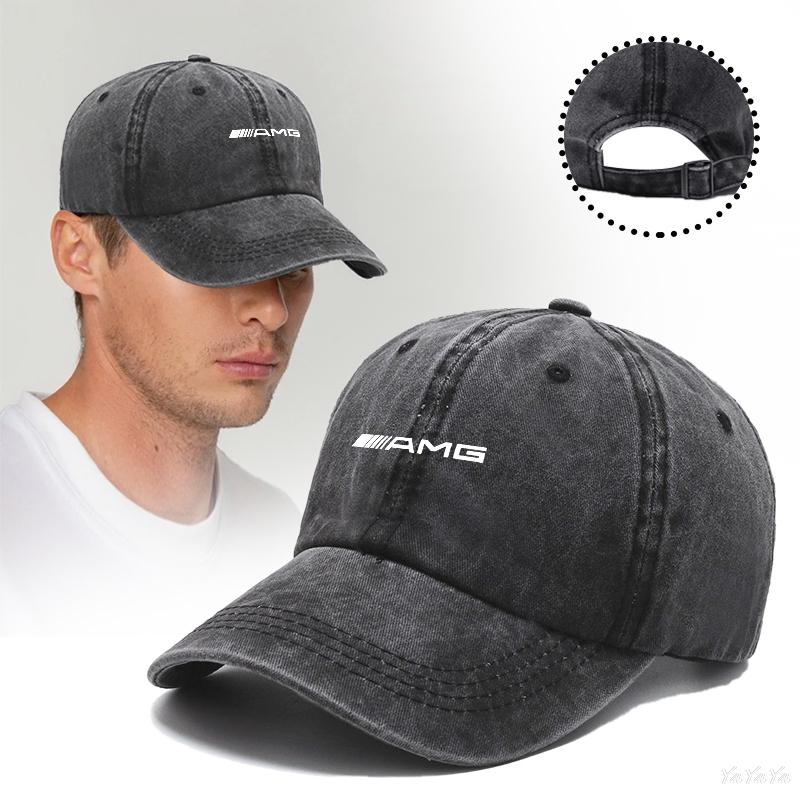 Car Logo Prints Vintage Denim Baseball Caps Men Woman Adjustable Outdoor Duckbill Caps For Benz AMG W212 W204 W168 W213 Stickers JD2
