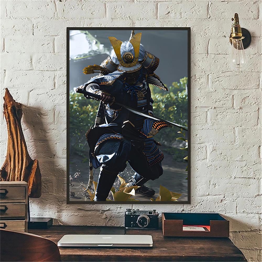 Japanese Samurai Canvas Poster Modern Home Sofa Background Wall Art Painting Print Pictures Bedroom Living Room Decor Mural Gift