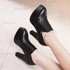 Damskie buty na wysokim obcasie Platforma Czarny Buty do pracy Kobieta Sukienka Wiosna Jesień Szpiczasty Gruby obcas Duży rozmiar 43 Casualowe Czółenka