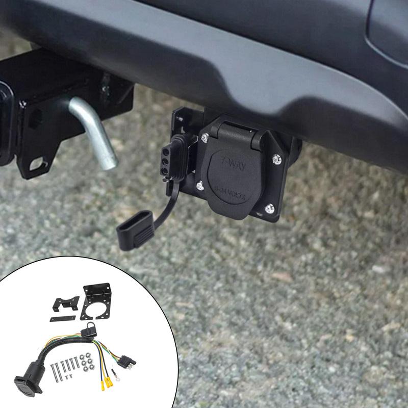 6-24V Female Trailer Towing Connector Adapter Truck Wiring Light Harness Plug Socket 4-Way to 7-Way RV and 4-Way Flat Female