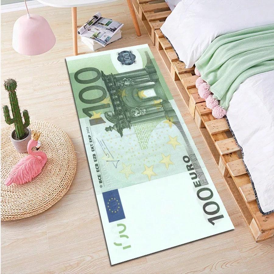 Covoraș cu Model Valutar - Design Euro Rublă Dreptunghiular Lung Decorațiune pentru Casă pentru Dormitor Decor Realist Antiderapant pentru Podea