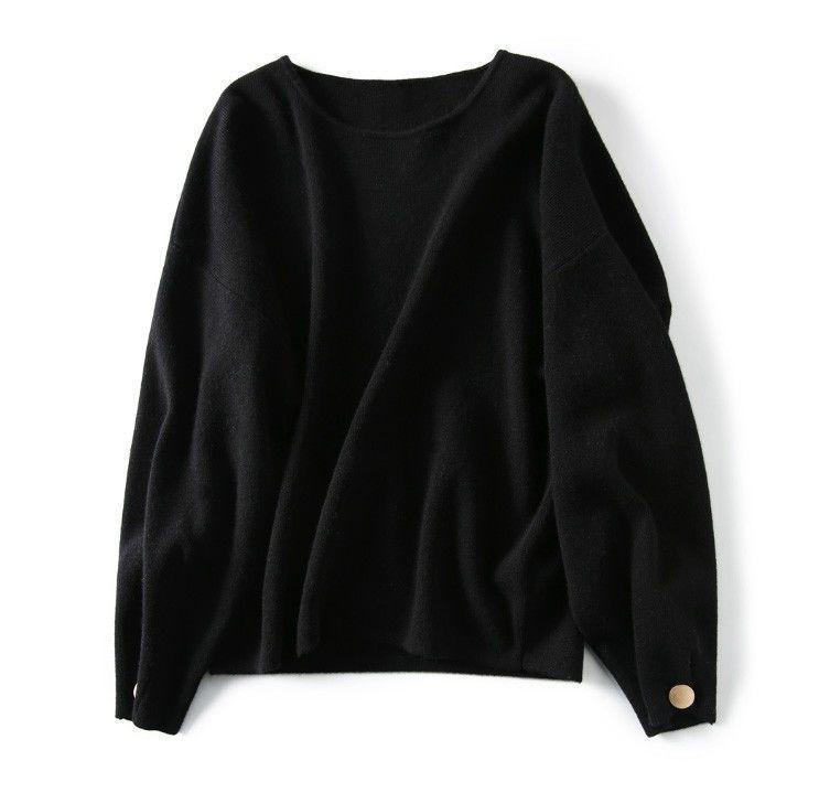 Retro Red Women's Knit Long Sleeve Top - Autumn/Winter Korean Style, Loose Round Neck Sweater