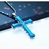 New Male Crystal Cross Jesus Pendant Gold Black Zirconia Cross Pendant Necklace Stainless Steel Jewelry For Men
