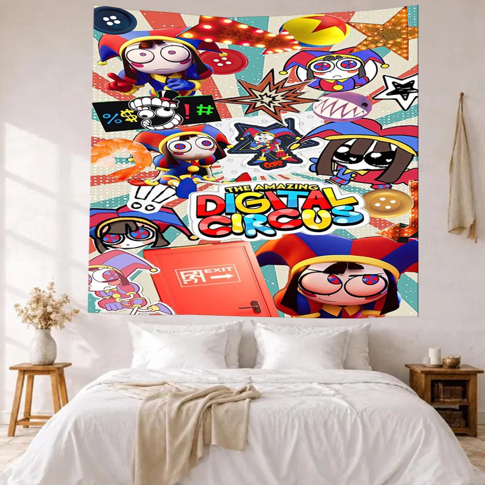 Digital Circus2 Wall Decor Tapestry Art For Pet Memorial Birthdaywedding Party Backdrop Family Gift