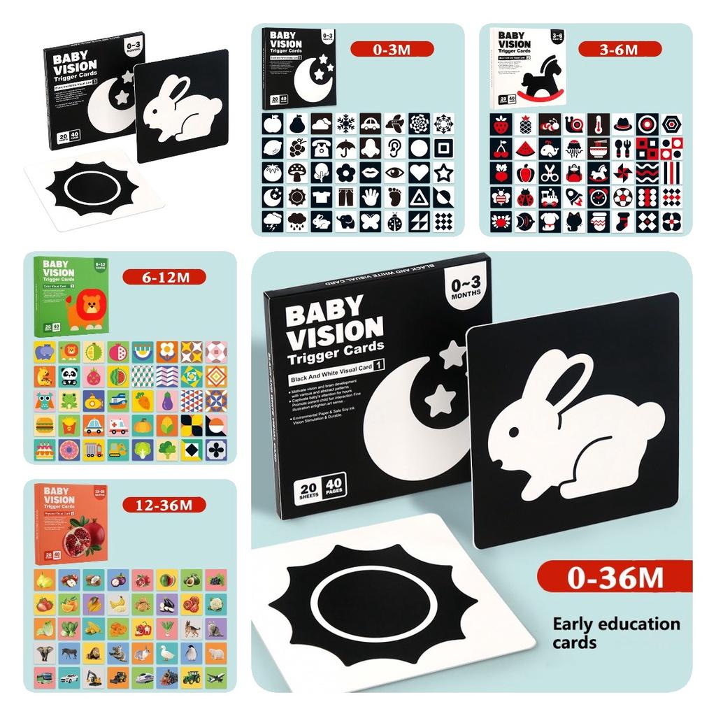 Black And White Sensory Cards For Babies 0-6 Months 30 Cards With 60 Stimulating Patterns