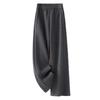Women's Fleece-Lined Grey Cashmere Wide-Leg Pants: Autumn/Winter 2024 Trendy Wool Blend Style.