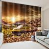 Cheap 3D Print Sunset Natural Scenery Island Stone Free Shipping 2 Pieces Window Curtain Living Room Bedroom Two Drape Decor