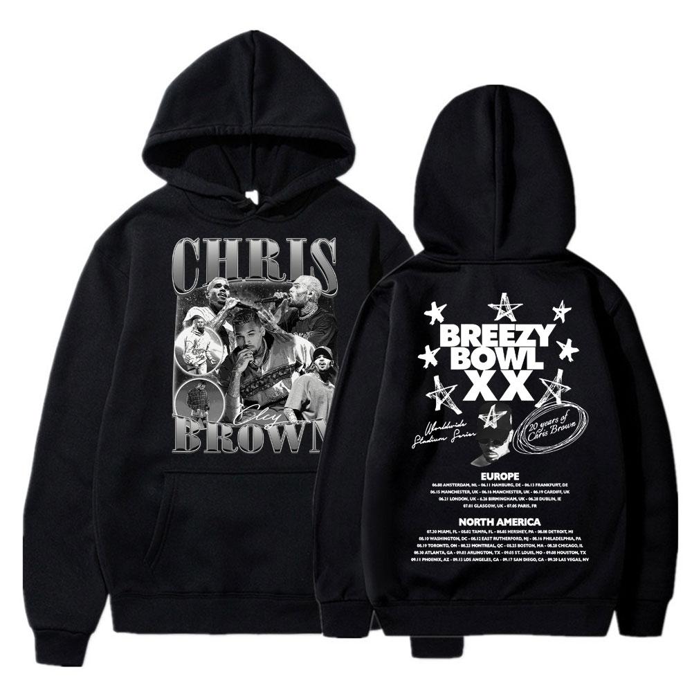 

Chris Brown Breezy Bowl XX 2025 Concert Tour Hoodie Hip Hop Retro Men Women Sweatshirt Oversized Fleece Warm Pullover Streetwear L