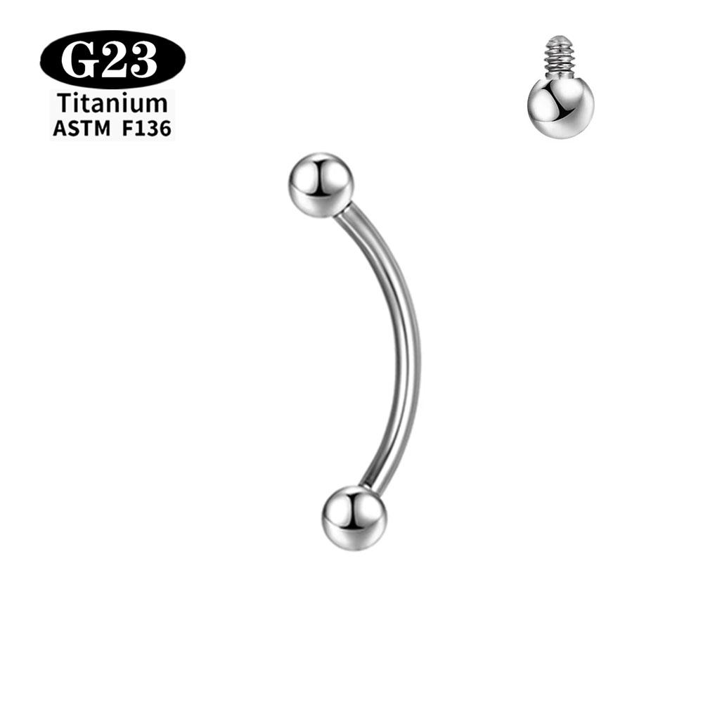 1/5 Pezzi Titanio ASTM F136 Filettatura Interna Piercing Sopracciglio Rook Barra Curva Kit Anelli per Sopracciglio Trago Labbra