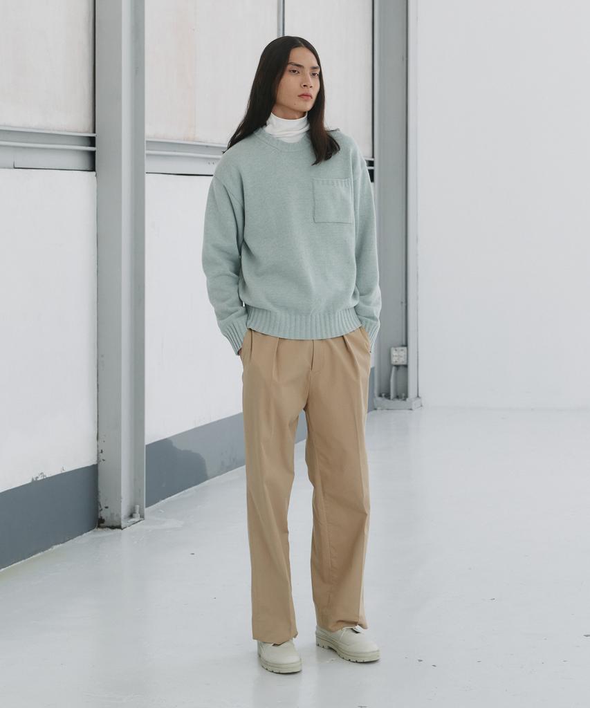KNITTED Cashmere Wool Pocket Round Knit Mint