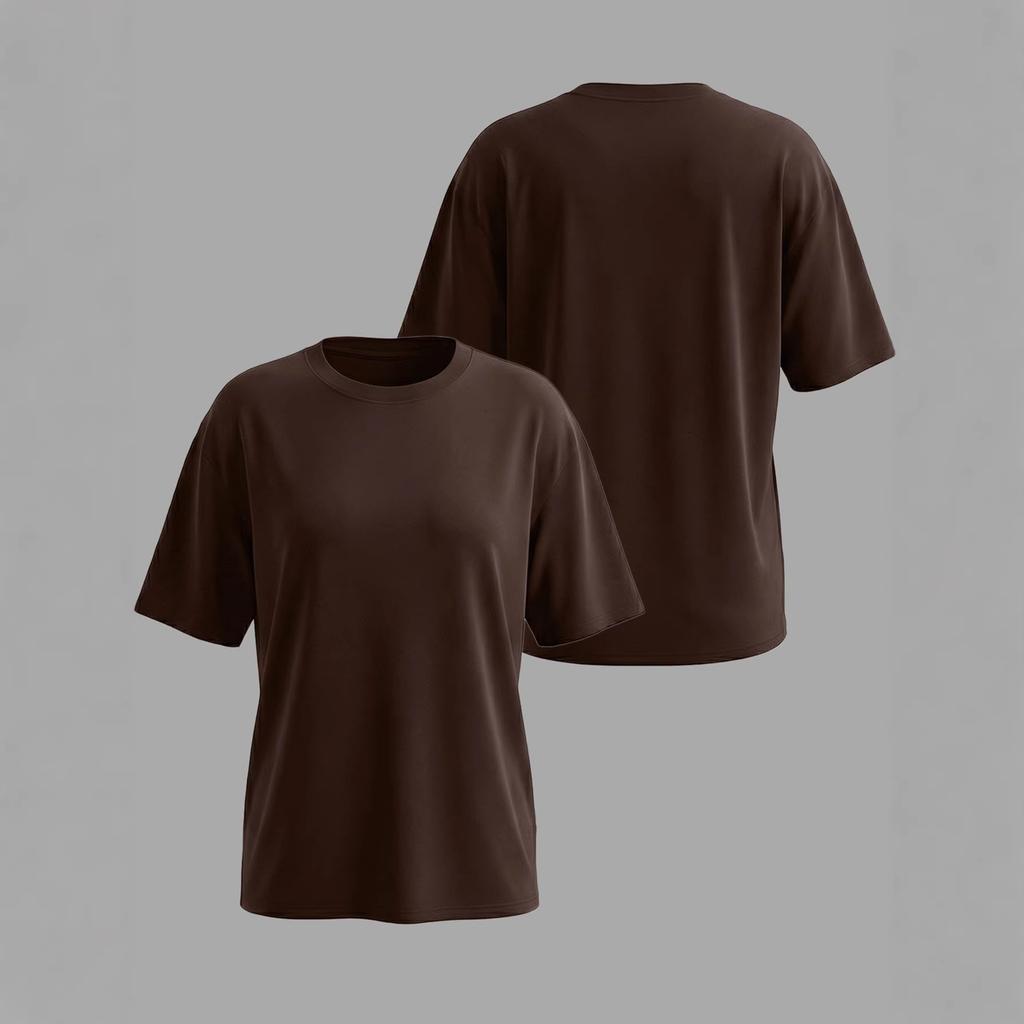 Women's Solid Color Casual Loose Fit Short Sleeve Crew Neck T-Shirt Oversized Streetwear Basic Top