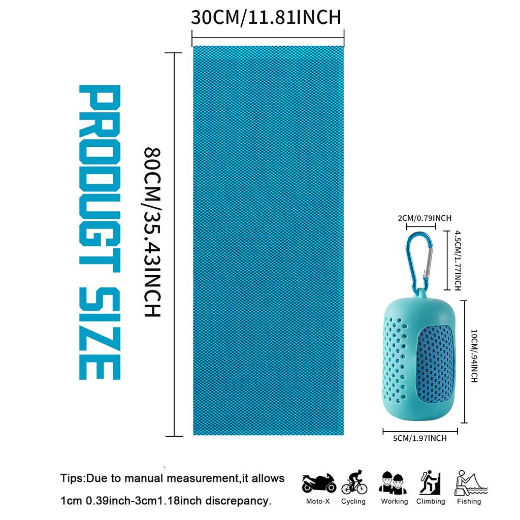 Portable Mini Silica Gel Set Cold Towel Quick Drying Breathable Chilly Sweat Absorption Sports Cooling Towel Running Yoga Gym