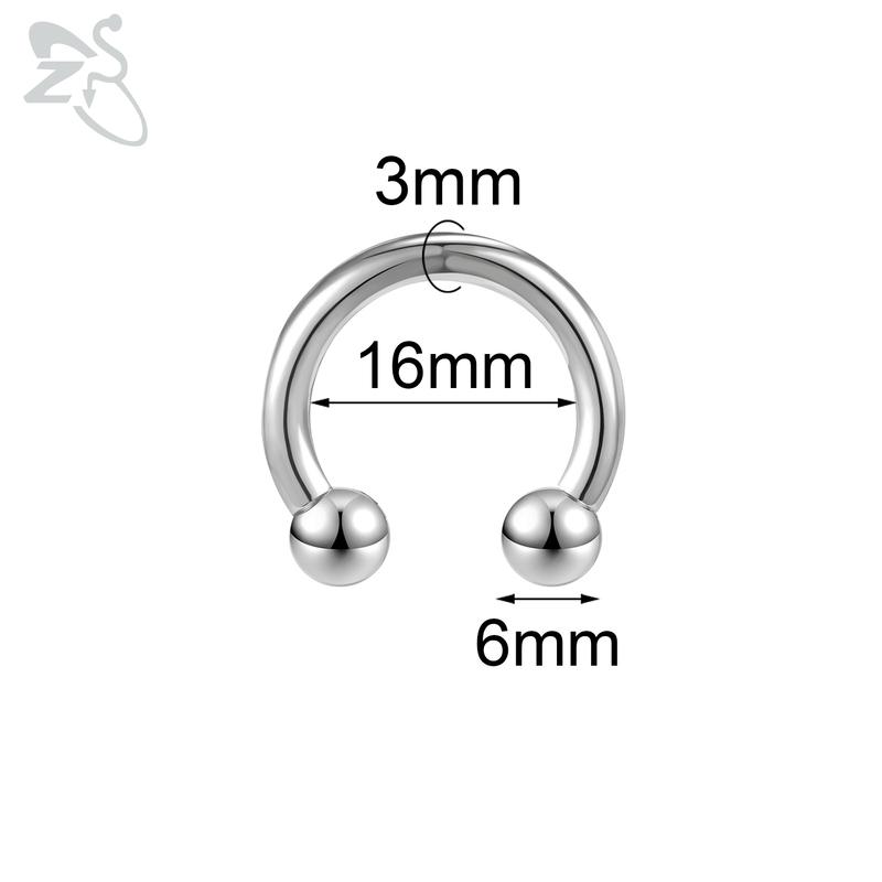 

ZS 1 шт. 2/4/6/8G нержавеющая сталь подкова носовое кольцо для мужчин с внутренней резьбой большой калибр пирсинг уха расширитель перегородки пирсинг Style 8