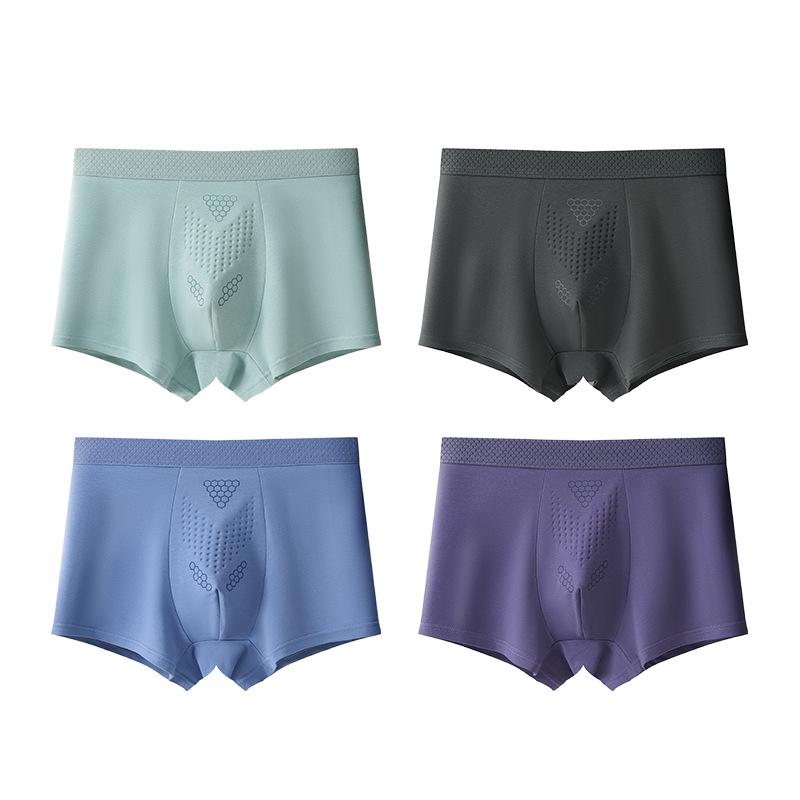 Men's A-Grade Pure Cotton Boxer Briefs: Antibacterial, Seamless, Breathable, Large Size, Four-Corner Design