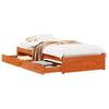 Bed Frame with Drawers Wax Brown Solid Pine Wood