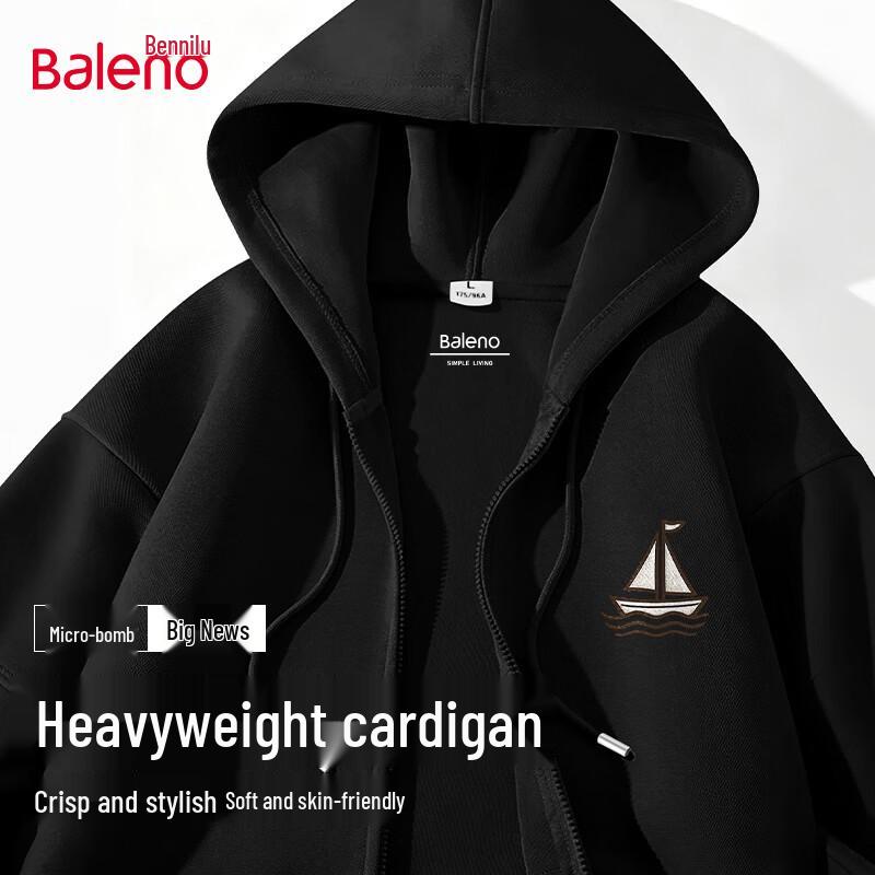 Baleno Men's Casual Hooded Zipper Knit Hoodie