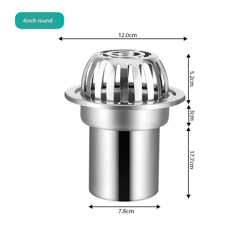 Stainless Steel Thickened Floor Drain with Plug-In Type, Elevated Rooftop Drain, Round Drain Cover, Anti-Clogging Drainage Floor Drain