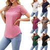Sommer Damen Oberteile Neues T-Shirt Kurzarm Schlank Rundhals Spitze Nähte Frühling