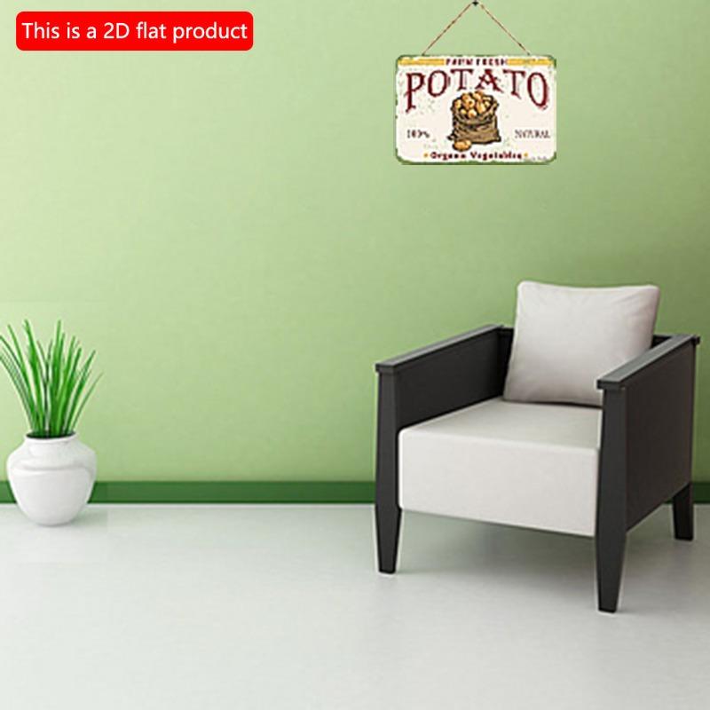 2D Flat Wooden Sign 30*20cm Vintage Wooden Wall Ornate Quality - Crafted "Farm Fresh Potato" Sign. Vintage, for Cafe, Bar, Pub, Home Decor.