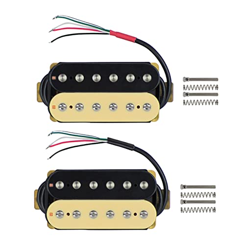 FLEOR Electric Guitar Humbucker Pickups, Ceramic Double Coil, Bridge & Neck Pickup Set - Zebra