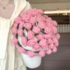 Handmade Knitted Rose Bouquet Round Crochet Flower Blanket