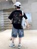 Set T-shirt in Cotone e Pantaloncini in Denim Stile Coreano per Ragazzo - Abbigliamento Casual Estivo
