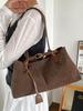 Women's Retro Suede Tote Bag - Large Capacity Frosted Shoulder Bag for Autumn 2025