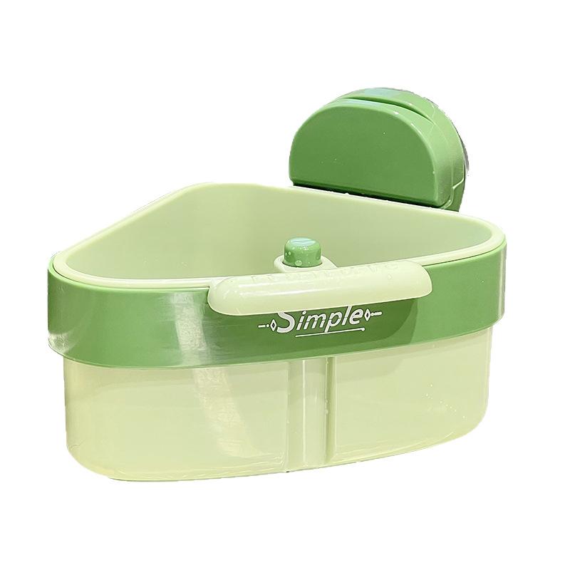 Suction Cup Triangle Sink Organizer with Press Lock, Kitchen Drainer Basket for Utensils & Vegetables Storage
