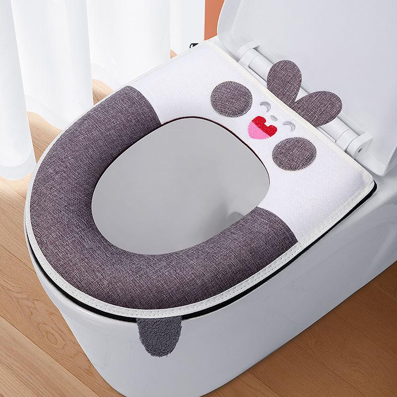 Pulein Linen Style Waterproof Toilet Seat Cover