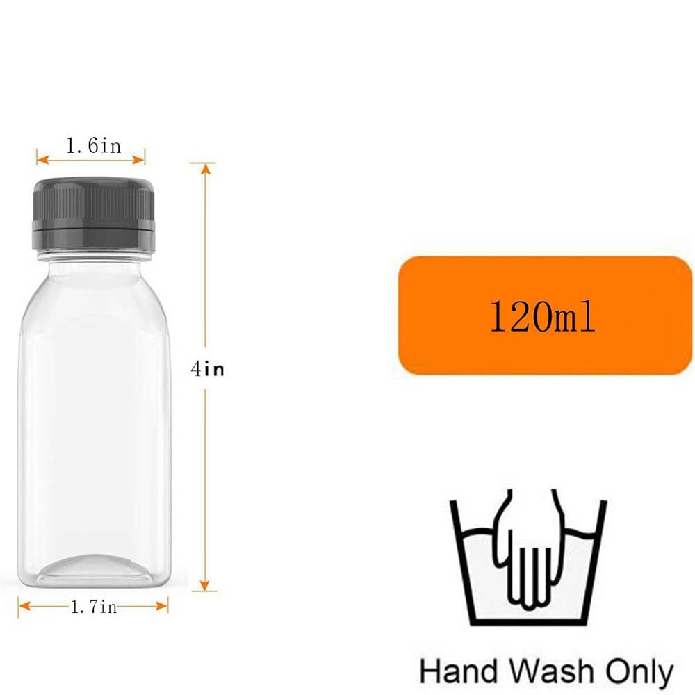 10 Pcs 4 OZ Plastic Juice Bottles, Reusable Bulk Beverage Containers, Comes Black lid, for Juice, Milk and Other Beverages