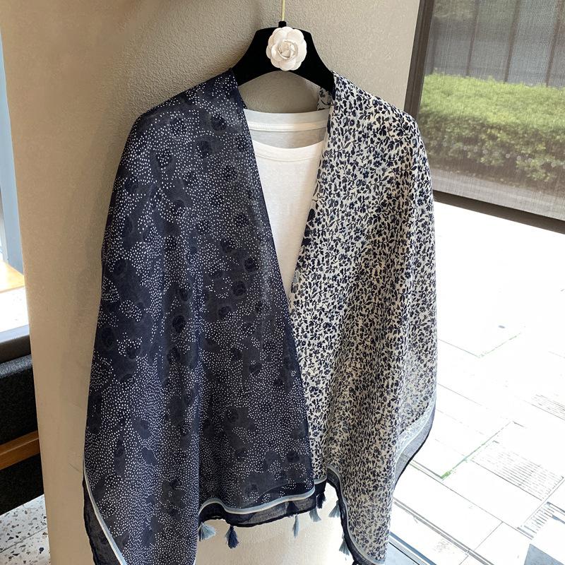 Old Qian Feng Cashew Nut Silk Scarf Women'S Spring, Autumn Winter Collocation Baotou Neck Protector Hanging Beard Ethnic Style Scarf Cardigan Shawl