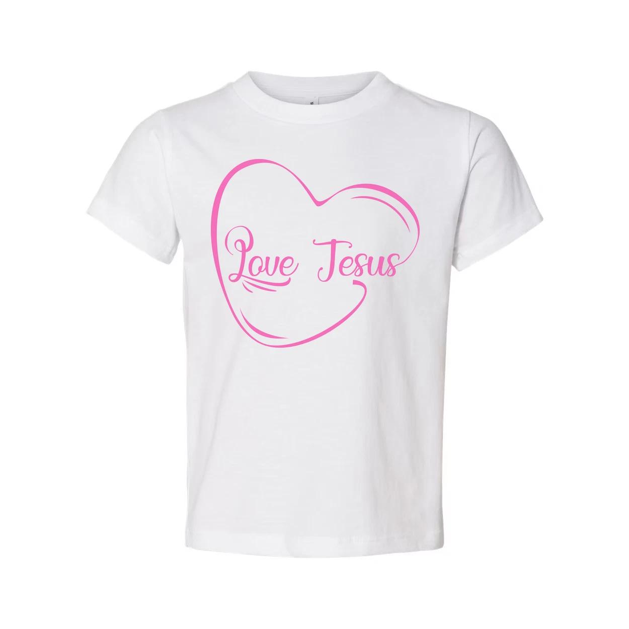 Love Jesus Heart Graphic T Shirt For Christians Unisex Tee With Pink Design And 4XL