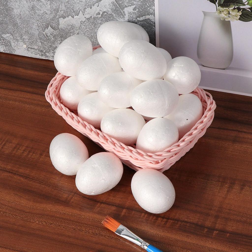 50Pcs White Egg Foam Solid Painting DIY Craft Easter Decor Kids Festival Decorative Accessories Egg Foam Painting Crafts