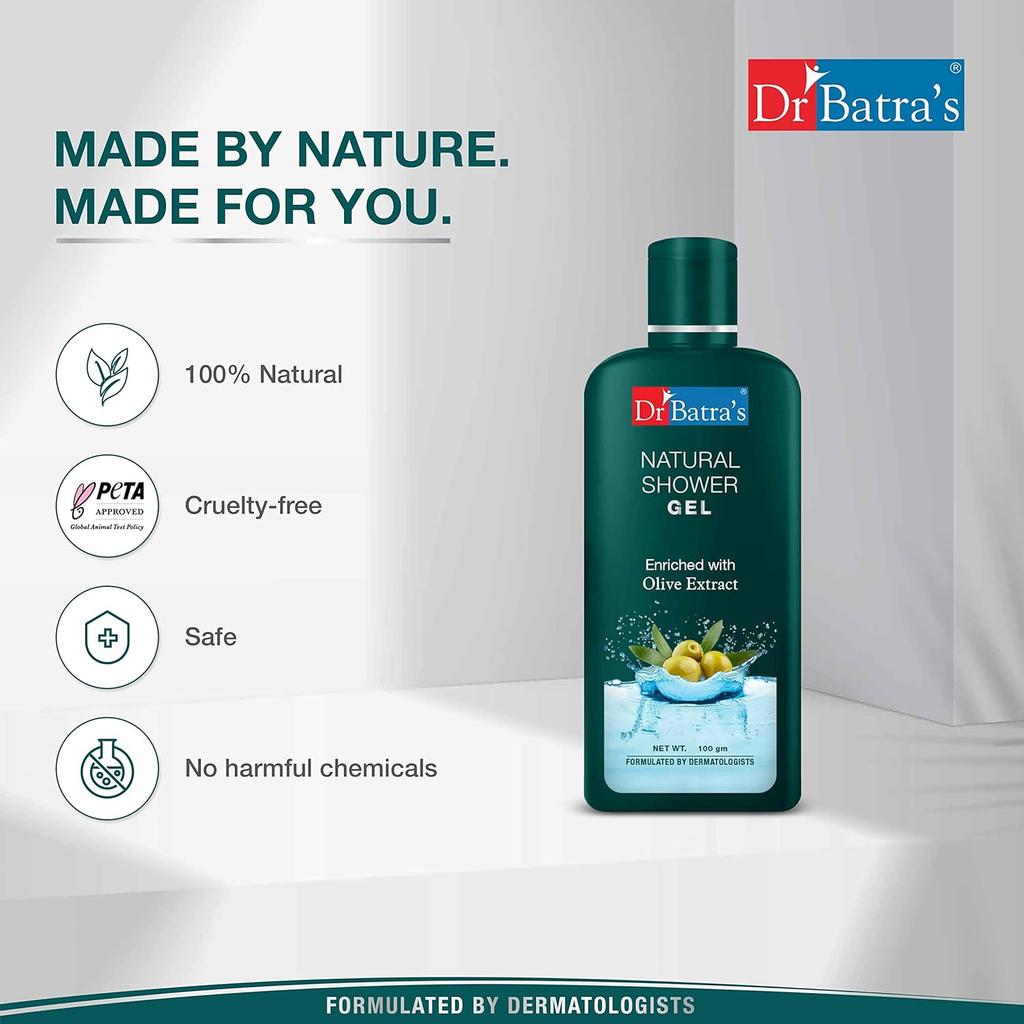Dr Batra's Natural Shower Gel 200 ml X Pack of 2 Refreshing Bath Cleansing Moisturizing Skin