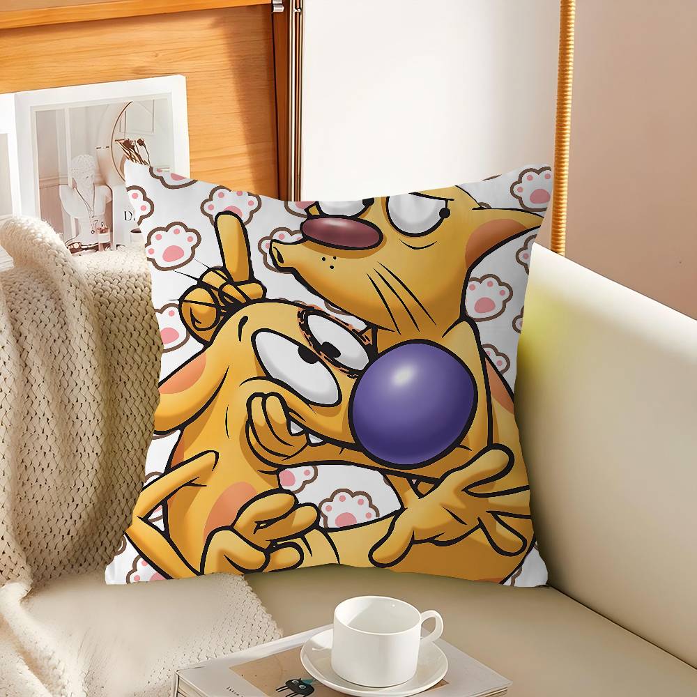 

Catdog Pillowcase Toon Gift Cushion Cover Bedroom Home Sofa Chair Seat Decor Pillow Case 16x16Inch