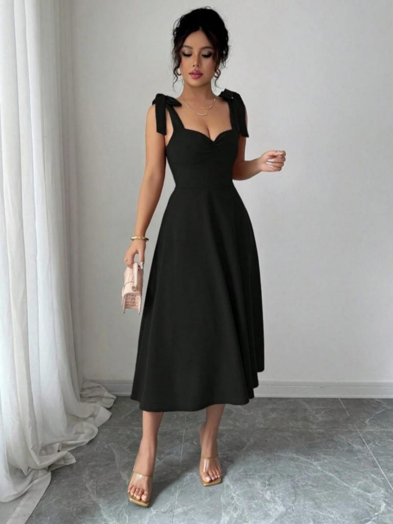 Europe, America 2026 Summer New Temperament Fashionable and Elegant Solid Color Strap Dress Long Dress Dress