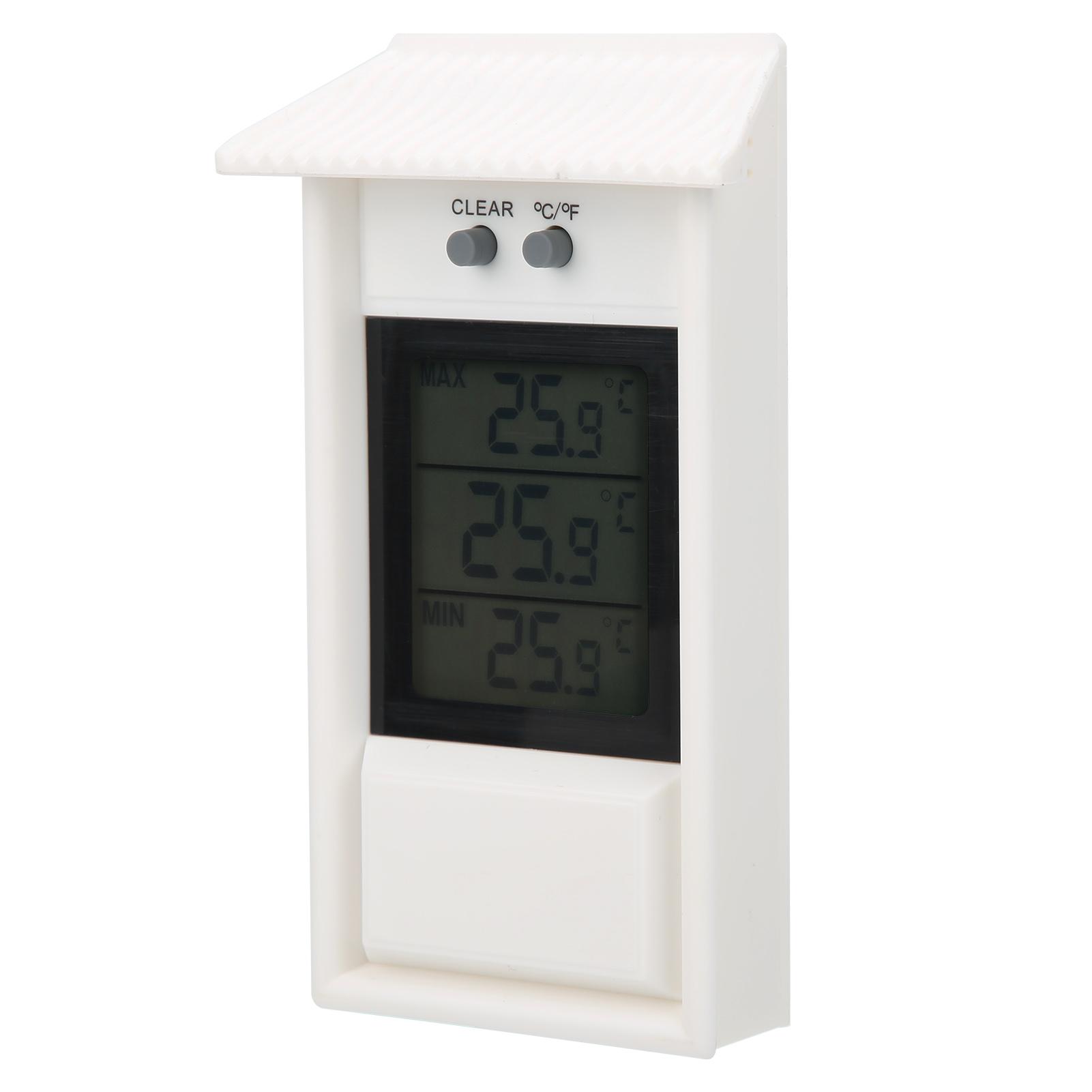 Digital Thermometer Outdoor Garden Waterproof Thermometer White Temperature Gauge with Hook Section