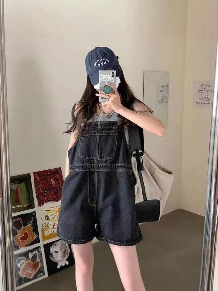 Autumn 2025 Women's Denim Wide-Leg Overalls - Slimming & Stylish for Petite Fit