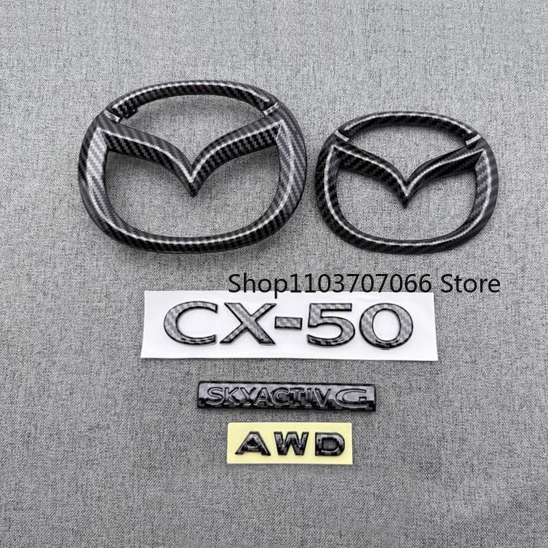 MAZDA CX-50 Logo ABS Black Carbon 2023 2024 2025 Car Hood Front Grill Rear Trunk Emblem Badge Sticker CX50 Accessory Refit
