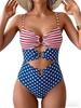 European and American swimsuit women's sexy splicing metal buckle hollow one-piece swimsuit hot spring vacation swimsuit women