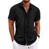 Solid Color Short Sleeved Shirt Men's Casual Cardigan