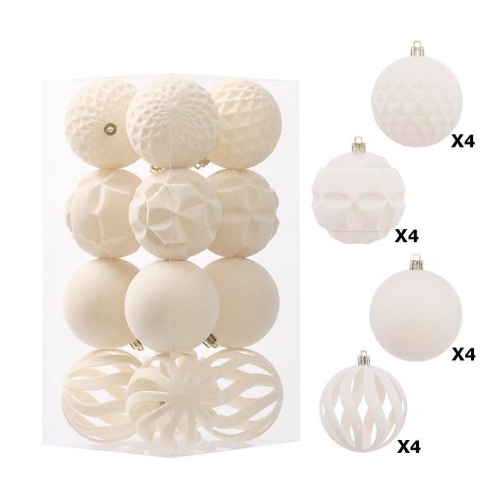 16PCS 8CM Christmas Flocked Ball Set Matte Christmas Tree Pendant Velvet Christmas Balls  Festival