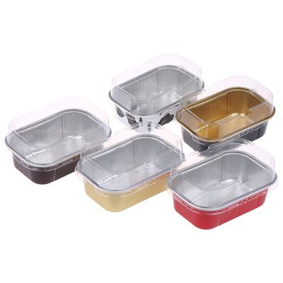 10 Stück 168 ml Rechteckige Aluminiumfolien-Backförmchen Hitzebeständige Cupcake-Einlagen Formen Dessertkuchenbox mit Deckel Backwerkzeuge