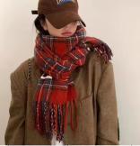 Retro plaid Japanese and Korean atmosphere plaid scarf women's plaid series contrasting color warm shawl student scarf