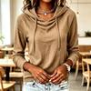 Women's Casual Long Sleeve Hooded Loose Fit Color Top
