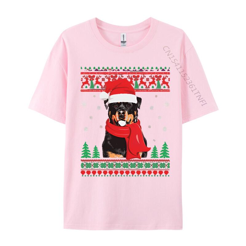 Rottweiler Santa Hat Snow Flake Ugly Tshirt Retro Printed T shirt Anime Tee Shirt Man Clothing Plus Size
